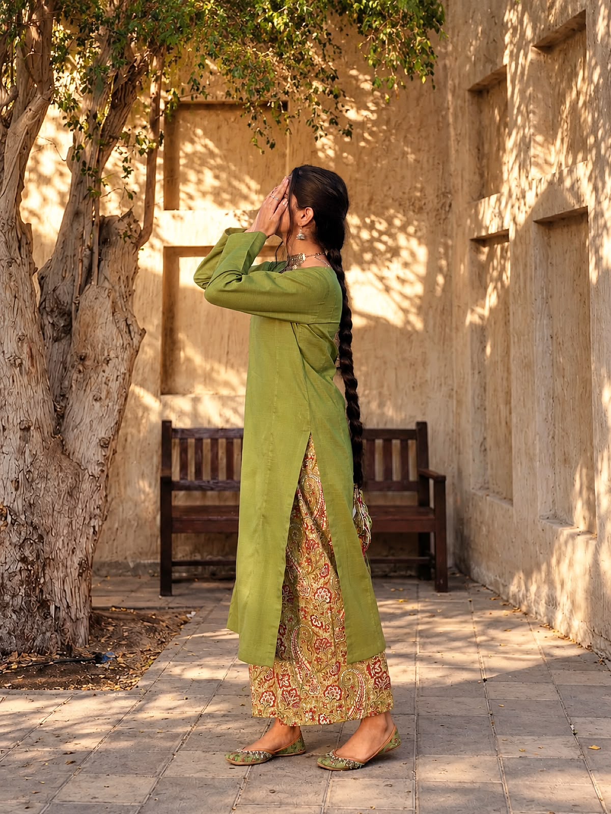 Olive Charm – Printed Khaddar 2-Piece Suit 💚