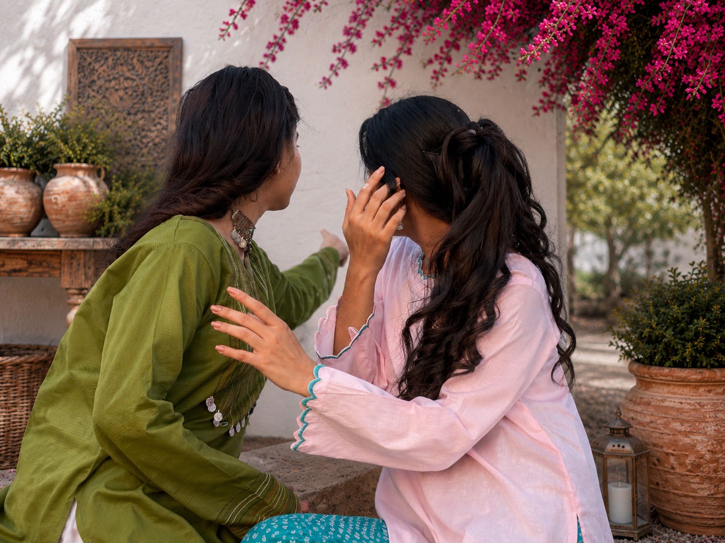 GUL - Pink Kurta & Turquoise Farshi Set | AKS Pakistan