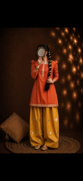 MEHER | Terracotta Kurta & Mustard Farshi Set