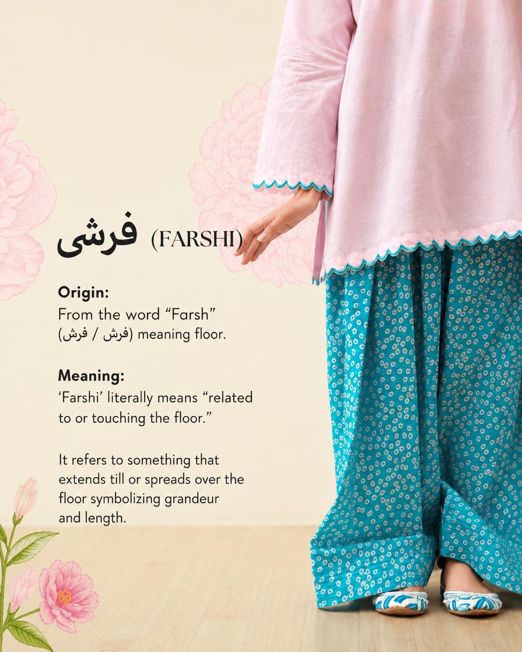 GUL - Pink Kurta & Turquoise Farshi Set | AKS Pakistan