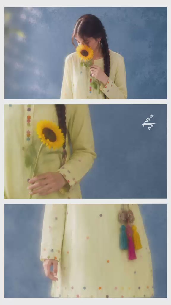 NOOR - Butter Yellow Embroidered Co-Ord Set | AKS Pakistan